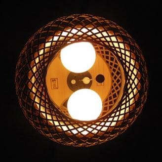 1160101竹細工照明 ペンダントライト ～プルート(2灯式)・虎斑竹～