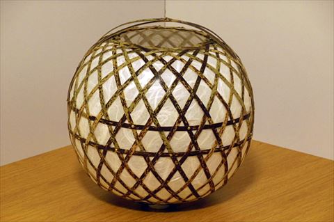 0160103竹細工照明 スタンドライト ～まり(小)・虎斑竹～