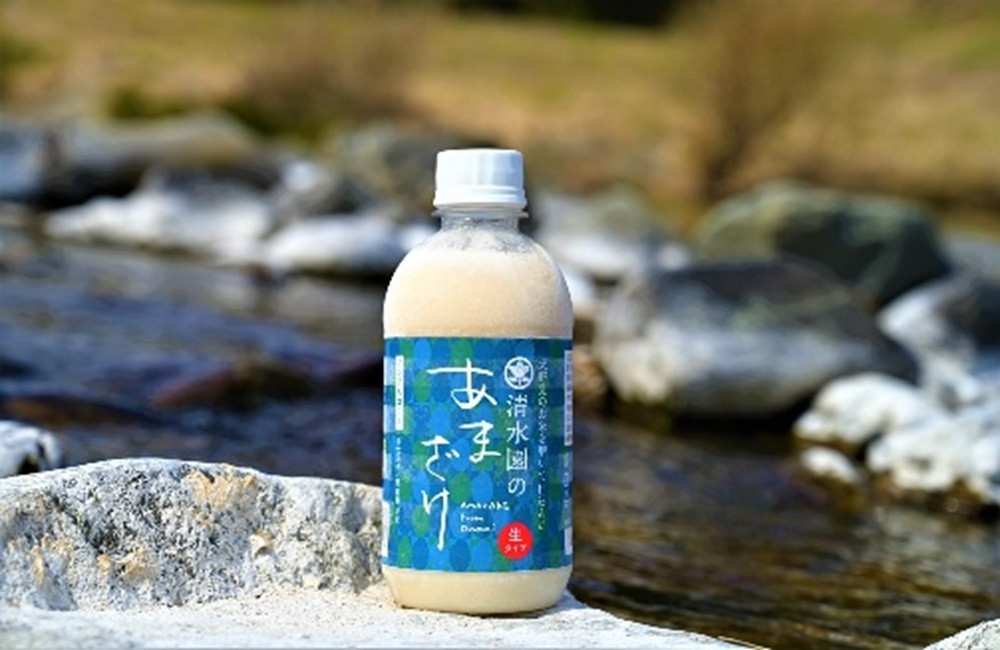 清水園のあまざけ(青ラベル）生タイプ 冷凍　350ml ４本入り  甘酒 あまざけ ノンアルコール 米 米麹 無添加 無加糖 国産 特別栽培米 冷凍 生