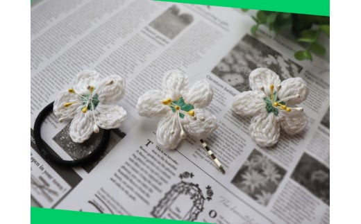 【ヘアピン 3個】朝ドラらんまんモデル 牧野博士が愛した花 バイカオウレン 花 フラワー デザイン モチーフ 白い アクセサリー