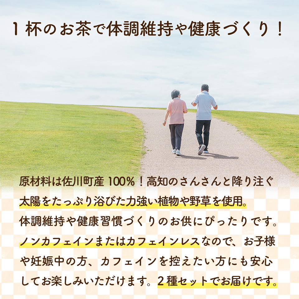 ＜はぶ茶・菊いも焙じ茶 各2袋＞　野草茶 2種 菊芋ほうじ茶 焙じ茶 イヌリン はぶ草茶 ハブソウ まきのさんのみち草茶 お茶パック入 高知 ご当地茶 カフェインレス ノンカフェイン ティー 山野草 牧野富太郎 無添加