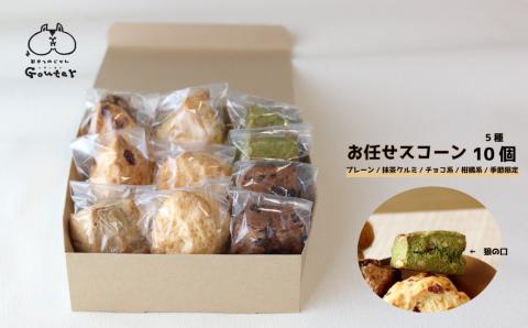 幸せのモーニングスコーン scone 5種10個 内容お任せ プレーン チョコ 抹茶くるみ 柑橘系 季節限定フレーバー各2個 ギフト 個包装 冷凍発送 グーテ