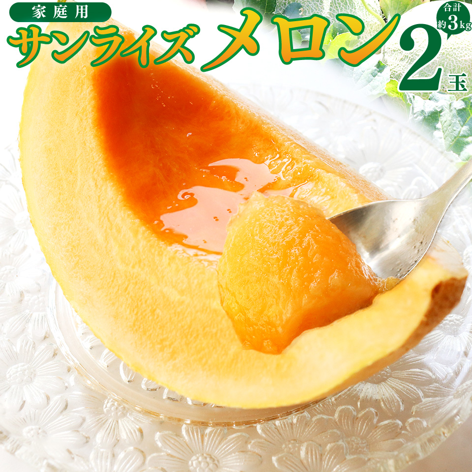 ＜2026年7月中旬頃～8月中旬ごろ発送予定）＞【メロン 2玉 合計約3kg】 サンライズメロン 赤肉 めろん 赤 果物 フルーツ 果実 家庭用 旬 ちょっと訳あり 高知県 佐川町 はちきんの店