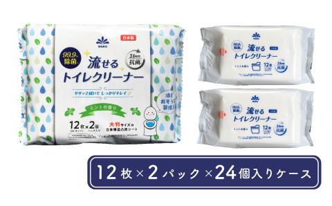 99.9％除菌 流せる トイレクリーナー 12枚×2個パック ミントの香り（24個入ケース） 日用品 消耗品