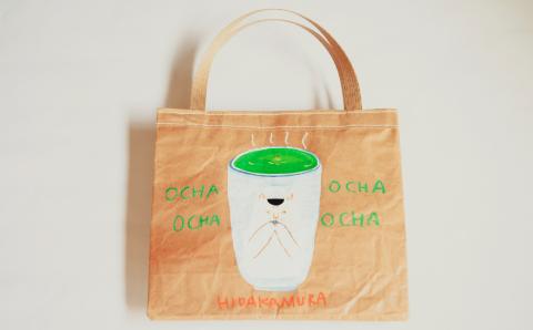 【限定柄】タカハシカヨコ 米袋バック 「土佐茶柄」 大四角サイズ KOME TOTE エコバッグ トート オリジナル