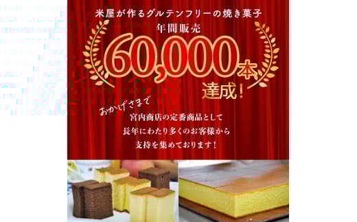 四万十の米粉カステラ【龍馬の太鼓判】プレーン＆四万十の緑茶半斤2本セット Bmu-A38