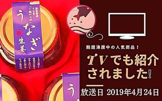 四万十うなぎ 生姜 6瓶セット（1瓶80g入り） ご飯のお供 鰻 ショウガ しょうが 肴 おかず 四万十鰻  瓶詰 おすすめ 人気 国産 厳選／Ess-15