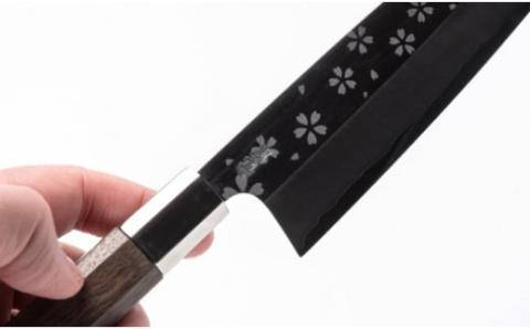 万能舟行包丁　和風柄入り　土佐打刃物 黒鳥（ステンレス製）／Pkt-013