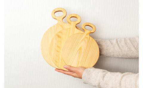 まあるく優しい木製カッティングボード（丸形　大中小 3枚セット)／Ole-13