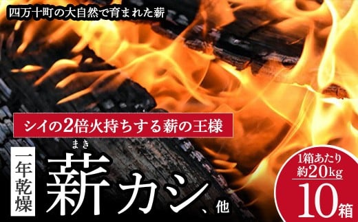 四万十の薪　1年乾燥　カシ他(約20kg)×10箱　／Bnm-25