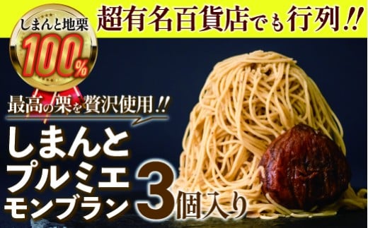 【新栗】1mm極細！とろけるモンブラン「しまんとプルミエモンブラン」3個／Qdr-211
