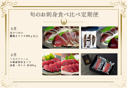 【定期便 4回】大月町内の生産者さん大集結！旬のお刺身食べ比べセット｜刺身 新鮮 産地直送 かつお カツオ 藁焼きタタキ マグロ まぐろ 真鯛 タイ 魚 おすすめ 厳選 海鮮 海の幸 ギフト 贈答用 人気 父の日 お中元 お取り寄せ 高知県