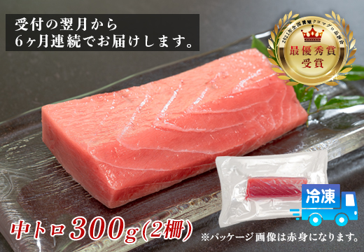 訳あり まぐろ マグロ 本鮪 黒潮本まぐろ 中トロ 定期便 6回 300g × 6回 刺身 さしみ 最優秀賞 全国養殖クロマグロ品評会 受賞 魚 魚介類 海鮮 柵 サク 冷凍 お取り寄せ 産地直送 ギフト 贈答  高知県 大月町