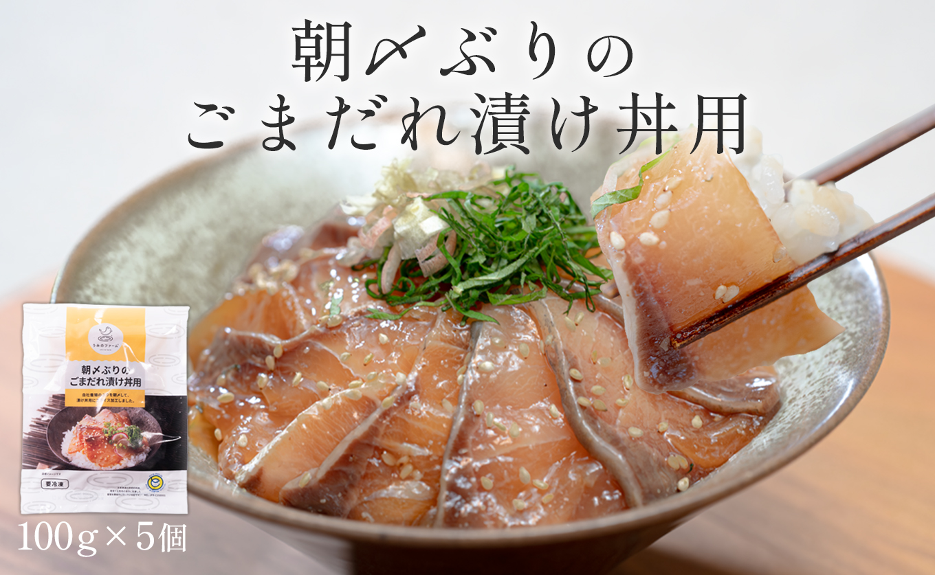 国産 朝〆ぶり ごまだれ漬け丼用 100g (50g×2)×5個｜養殖 ブリ 鰤 海鮮 小分け 冷凍 簡単調理 解凍5分 新鮮 丼の素 海鮮丼 夜食 家庭用 晩酌 高知県産 産地直送 おすすめ 人気 贈答 配達日指定可 高知県 大月町 うみのファーム