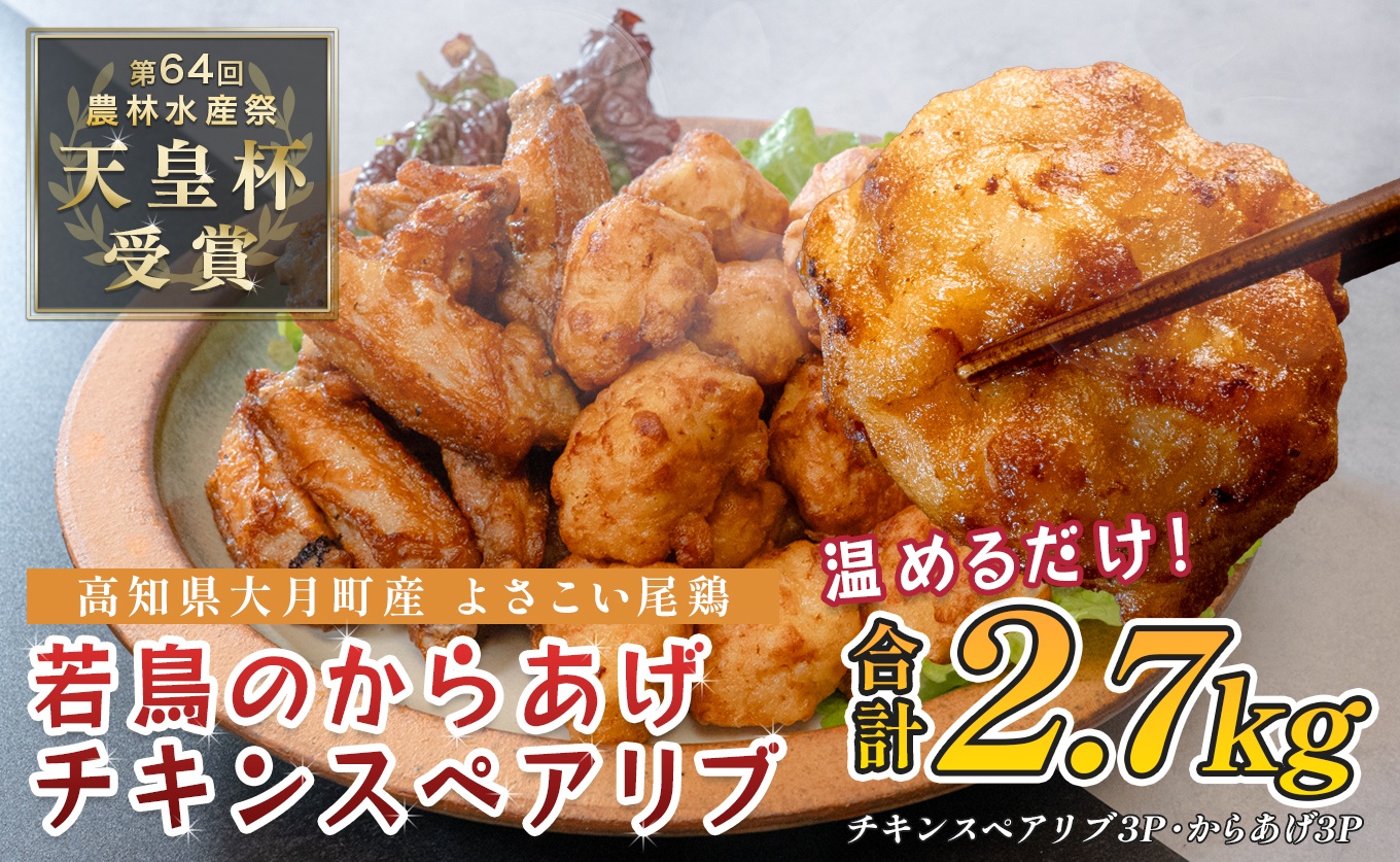 国産 よさこい尾鶏 鶏肉 唐揚げ 手羽中 チキンスペアリブ 2.7kg スパイシー ビールに合う ビール おつまみ 晩酌 酒の肴 国産鶏肉 レンチン レンジ 揚げるだけ 冷凍 簡単調理 時短調理 タイパ おかず お弁当 晩ごはん おつまみ 唐揚げ