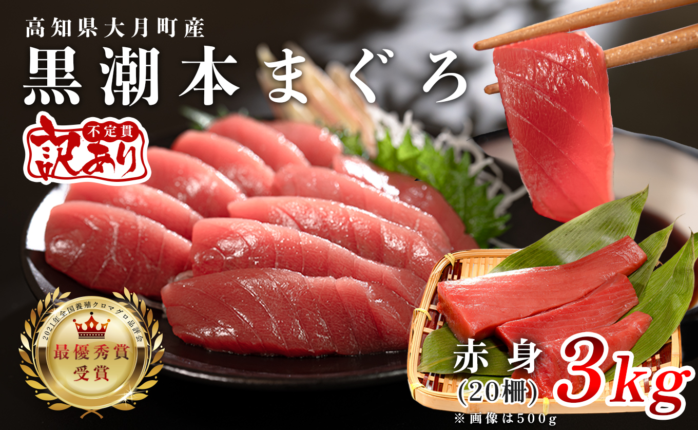 【訳アリ】養殖本マグロ 赤身 3kg 黒潮本まぐろ｜大容量 不定貫 不揃い 刺身用 業務用 養殖まぐろ 最優秀賞受賞 日本一 配達日指定可 本まぐろ まぐろ 鮪 訳あり ワケあり たっぷり 小分け 丼 寿司 海鮮 魚 柵 産地直送 高知県 大月町