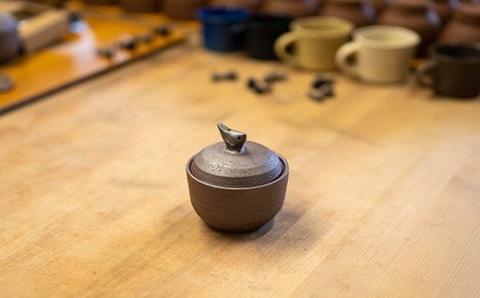 シロチドリ の 塩壷 塩さじ 天日塩 2袋 付き 日常屋 食器 さじ 調味料入れ ツボ つぼ 壷 塩 セット 調味料 保存容器 陶器 高知県 黒潮町［1495］