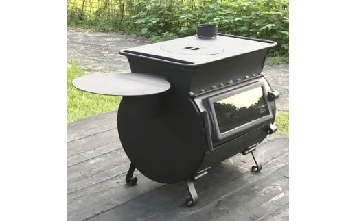 ツヨニー ストーブ DAXmini アウトドア 用 オーブン 内蔵型 薪 ストーブ （黒ステンレス煙突・ピザ 用 フライパン 付き）［1628］