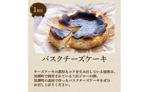 【3カ月定期便】 スイーツ定期便 バスクチーズケーキ ロールケーキ アップルパイ 洋菓子 スイーツ お菓子 おかし 冷凍 贈り物 贈答用 デザート 焼き菓子 高知 黒潮町 [(H)1711]