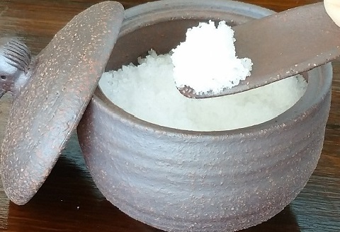 シロチドリ の 塩壷 塩さじ 天日塩 2袋 付き 日常屋 食器 さじ 調味料入れ ツボ つぼ 壷 塩 セット 調味料 保存容器 陶器 高知県 黒潮町［1495］