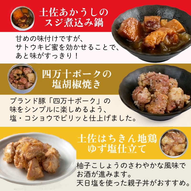 とさのブランド肉三昧set  3缶セット  3種×各1缶 四万十ポーク 土佐 あかうし 土佐はちきん 豚肉 豚 おかず プレゼント ギフト 贈答用 贈り物 お中元 お歳暮 肉 ポーク 酒の肴 日常食 ご褒美 惣菜 アレンジ 高級 缶詰め かんづめ 詰め合わせ ふるさと納税缶詰 高知 黒潮町 [1720]