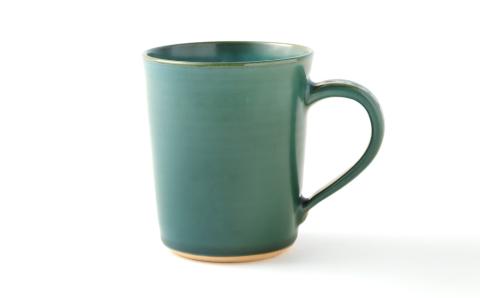 【小倉織:寒色系】企救焼マグカップと手紡ぎ手織り小倉織ランチョンマットセット