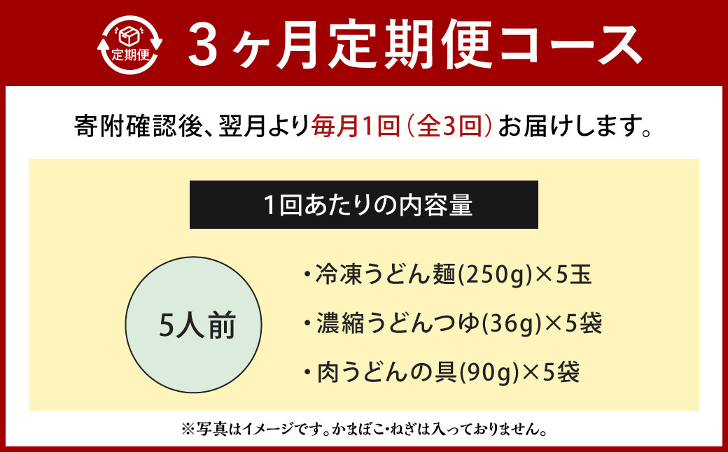 【定期便3カ月】資さん肉うどん（5人前）×3回