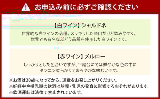 平尾台白ワイン・シャルドネ（730ml）と 平尾台赤ワイン メルロー（750ml） 2本セット ワイン 飲み比べ 赤白ワイン セット お酒