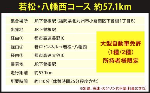 大型バス運転体験 若松・八幡西コース 約57.1km 約110分