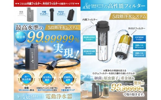 【交換フィルターのみ】 SAKUTTO 電動浄水器 電動式 携帯浄水器 浄水器 交換フィルター フィルター 防災グッズ 防災 災害対策 福岡県 北九州市
