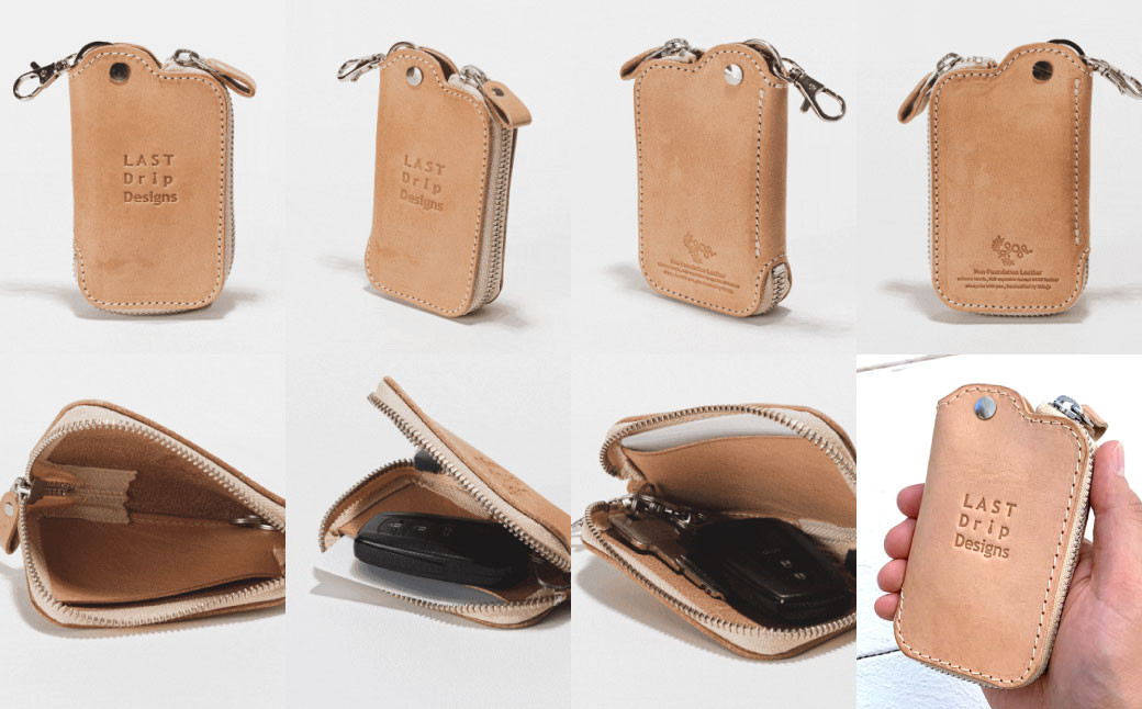 【牛革】 免許証も入る J字ZIP キーケース (ワイド) レザー ヌメ革