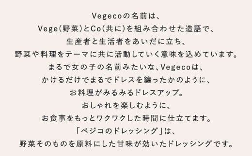 【2ヶ月毎2回定期便】 Vegecoの飲みたくなる生ドレッシング 全3本セット×2回 計6本 各180ml ドレッシング 生ドレッシング 野菜ドレッシング 調味料 無添加 冷蔵 福岡県 北九州市