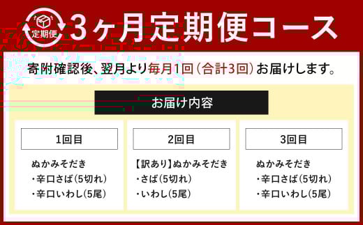 【定期便3ヶ月】ぬかだき辛口甘口セット