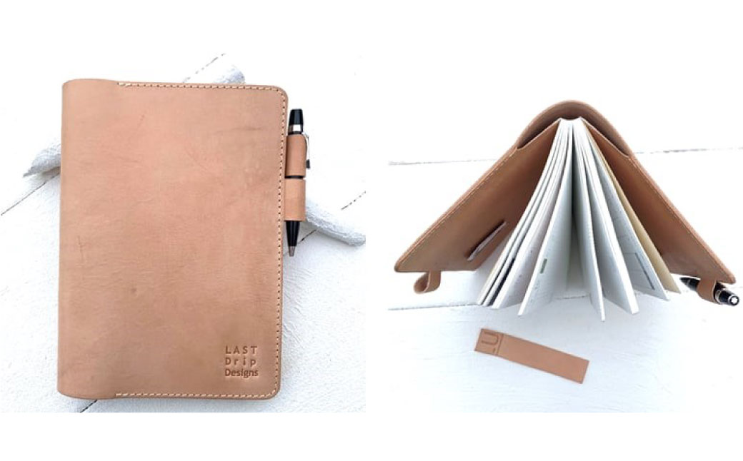 A5サイズの本革手帳カバー (バタフライストッパー付き)