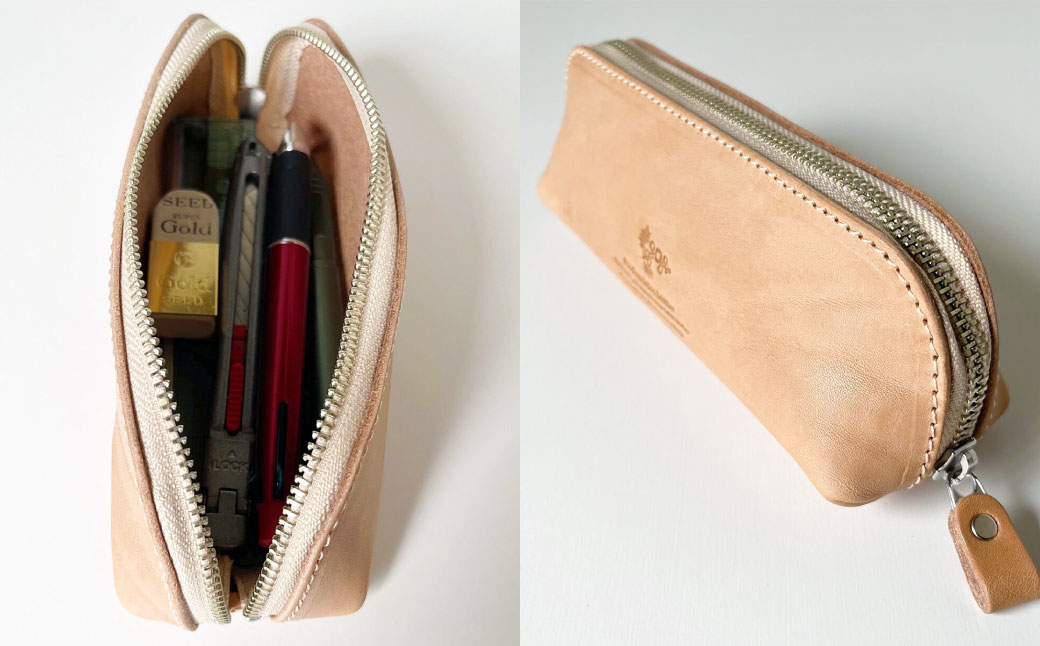 三角ペンケース ノーマルサイズ 革 牛革 革製品 レザー ヌメ 小物 筆箱 ペンケース 文房具 贈答