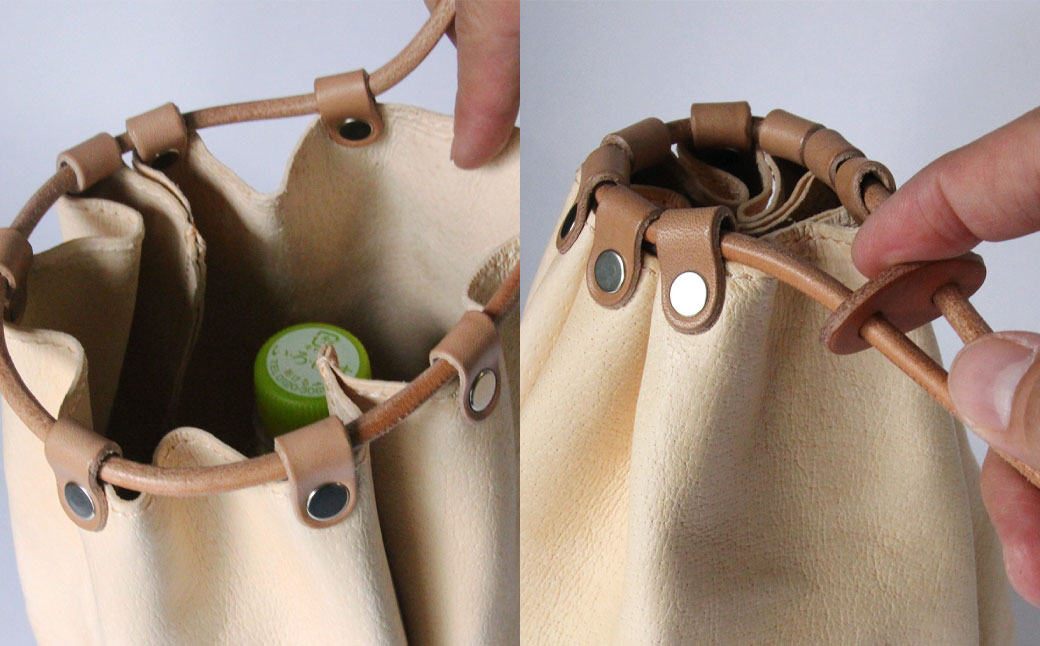 巾着バッグ （Lサイズ） 革 革製品 レザー ヌメ 鞄 かばん カバン 贈答