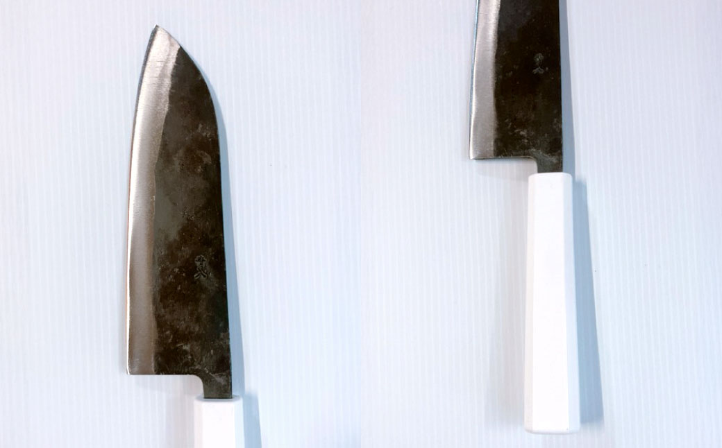 三徳包丁 165mm 両刃黒打×1本