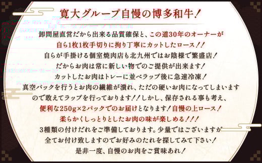 博多和牛 上ロース 約500g（約250g×2パック）