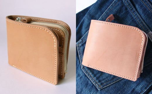 L字 ファスナー 小銭入れつき・2つ折り財布