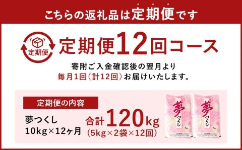 【12ヶ月定期便】【令和4年産】 夢つくし 10kg×12ヶ月 精米 お米 米