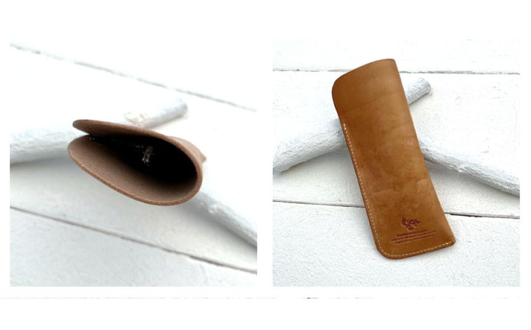 【牛革】 1枚革の メガネスリーブ ・ 眼鏡ケース (ジャスト) レザー ヌメ革