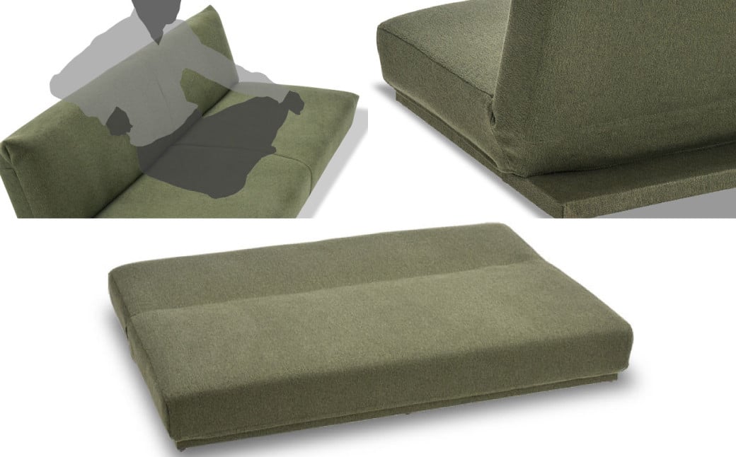 ソファベッド・ラフ 3P・トリコット 1820×870×550mm ブラック