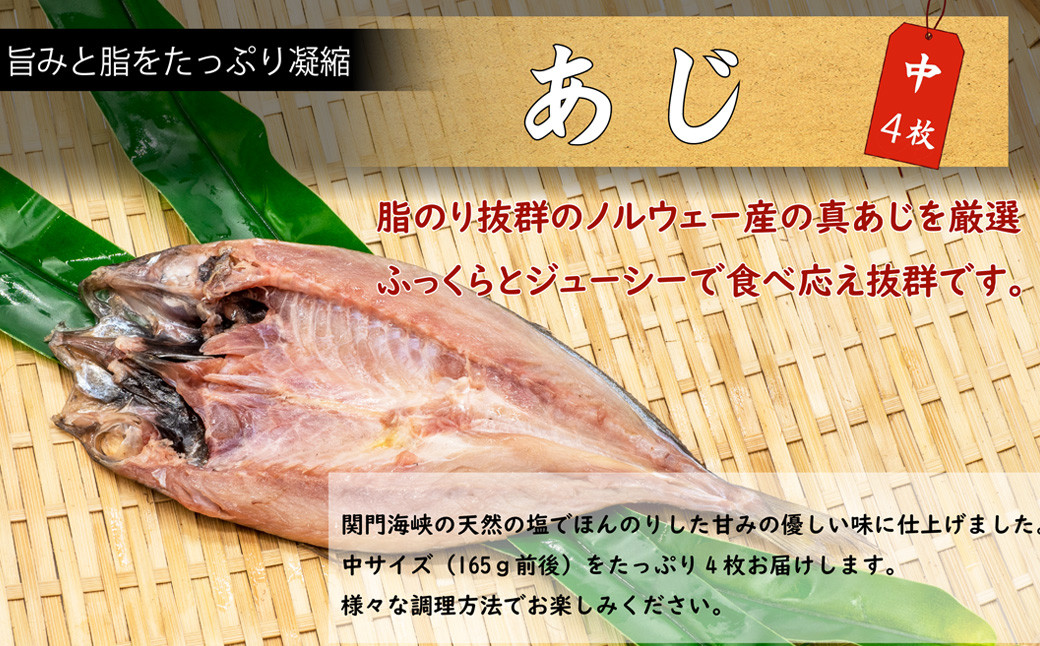 関門海峡海水仕込み！ こだわり 干物 もりあわせ 6種 計12枚 計 約2.5kg