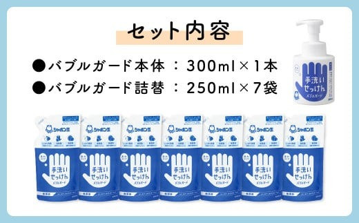 シャボン玉泡タイプ手洗い石けんセット(本体1,詰め替え7)