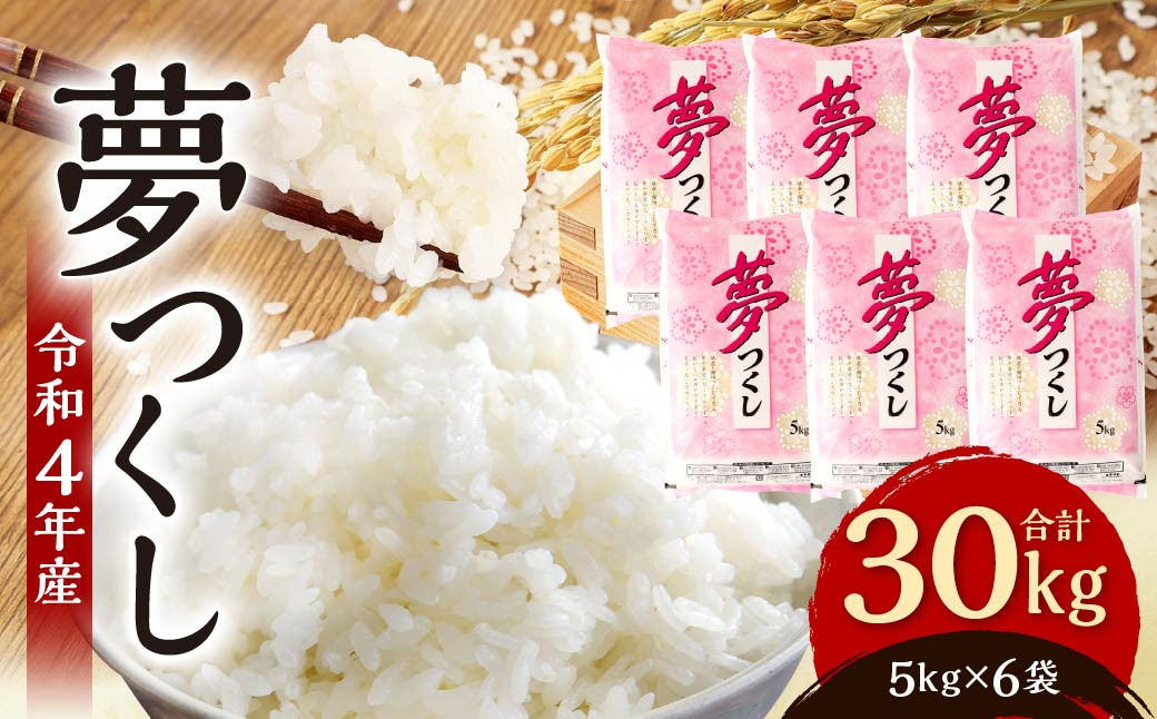 【令和4年産】夢つくし 30kg (5kg×6袋) 精米 お米 米