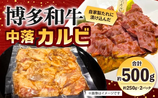 自家製たれ漬けに漬け込んだ 博多和牛 中落カルビ 約500g（約250g×2パック）