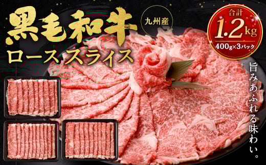 九州産黒毛和牛ローススライス1.2kg (400g×3パック)