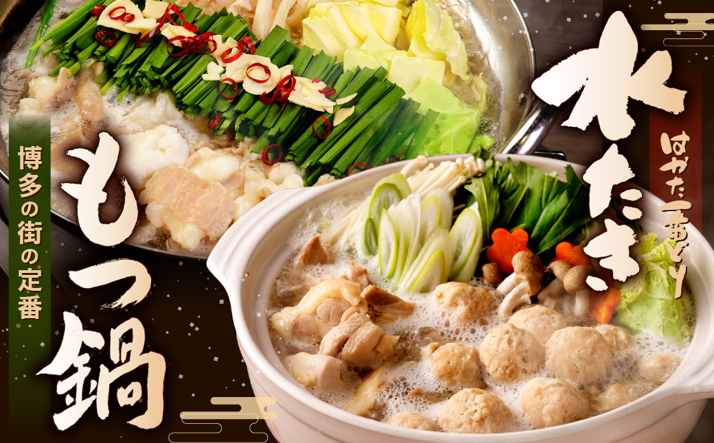 はかた一番どり 水炊き ・ もつ鍋 セット (とりがらスープ・おろしポン酢付き)