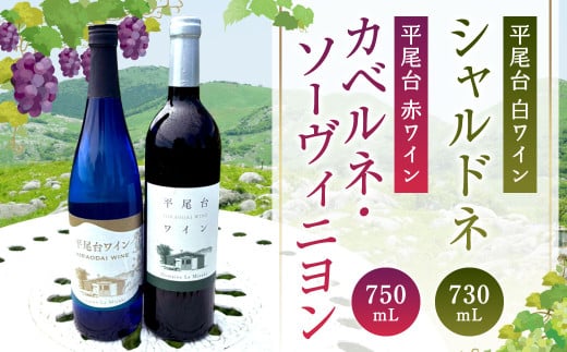 平尾台白ワイン・シャルドネ(730ml)と 平尾台赤ワイン カベルネ・ソーヴィニヨン(750ml)2本セット ワイン 飲み比べ 赤白ワイン セット お酒