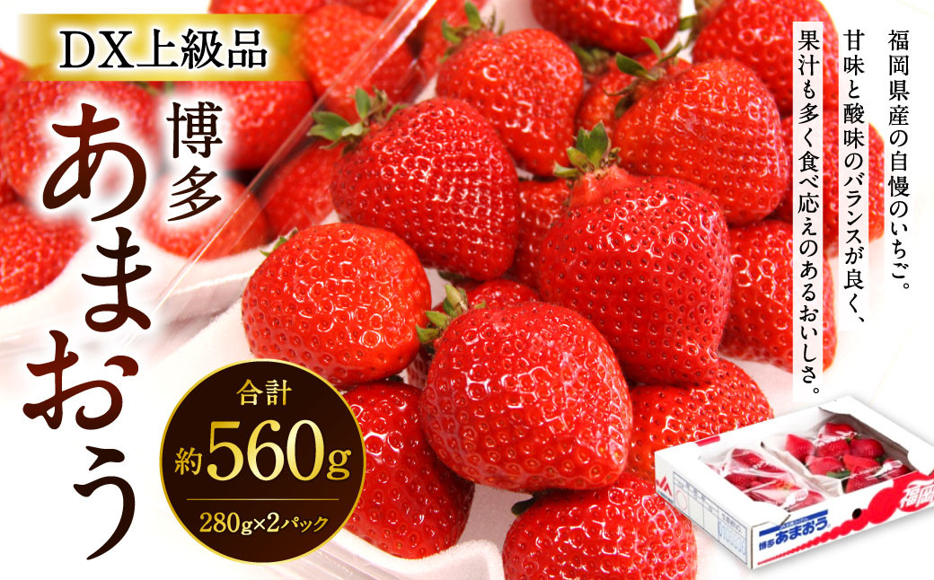 [2023年12月上旬より順次発送]福岡県産 博多あまおう DX上級品 約560g (約280g×2パック入り) いちご 苺 果物 フルーツ